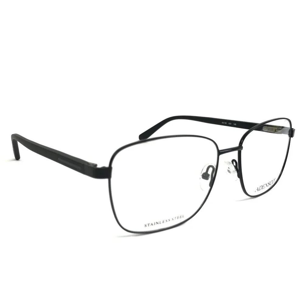 Adensco Eyeglasses Frames AD138 003 Black Square Wire Rim 55-16-145